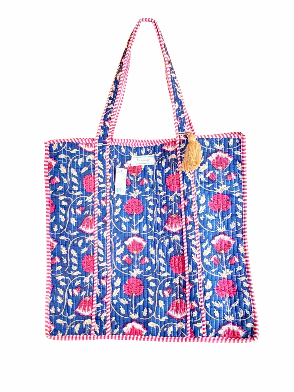 Strawflower Dakota Large Quilted Block Print Tote Bag NWT